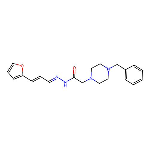 2-(4-benzyl-1-piperazinyl)-N'-[(E,2E)-3-(2-furyl)-2-propenylidene]acetohydrazide structure
