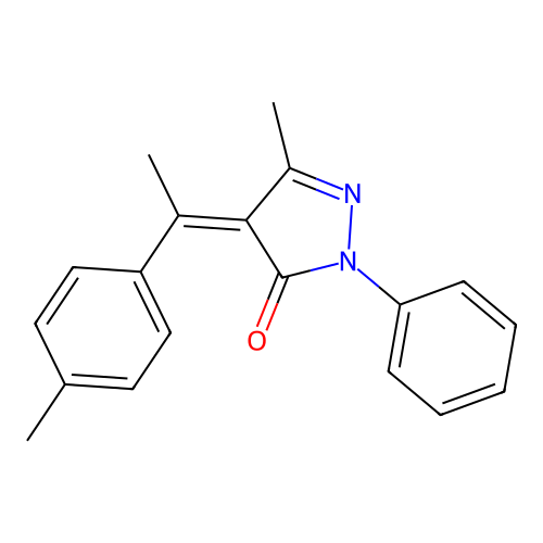 5-Methyl-4-(1-(4-methylphenyl)ethylidene)-2-phenyl-2,4-dihydro-3H-pyrazol-3-one structure