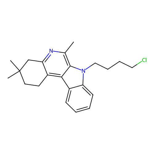 7-(4-chlorobutyl)-3,3,6-trimethyl-2,3,4,7-tetrahydro-1H-indolo[2,3-c]quinoline structure