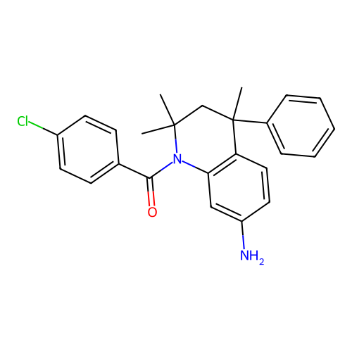 (7-amino-2,2,4-trimethyl-4-phenyl-3,4-dihydroquinolin-1(2H)-yl)(4-chlorophenyl)methanone structure