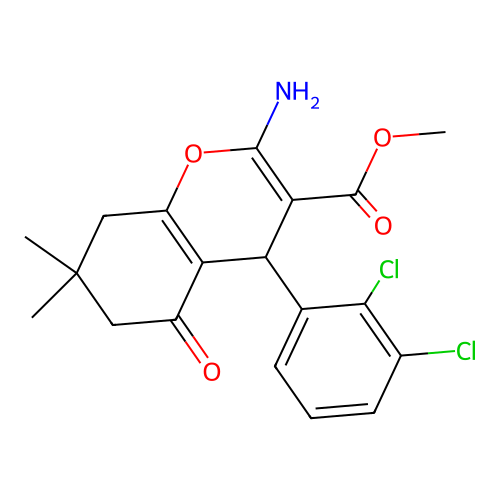 methyl 2-amino-4-(2,3-dichlorophenyl)-7,7-dimethyl-5-oxo-5,6,7,8-tetrahydro-4H-chromene-3-carboxylate structure