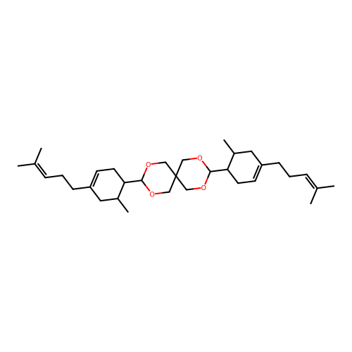 3,9-bis(6-methyl-4-(4-methylpent-3-en-1-yl)cyclohex-3-en-1-yl)-2,4,8,10-tetraoxaspiro[5.5]undecane structure