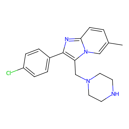 2-(4-Chlorophenyl)-6-methyl-3-(piperazin-1-ylmethyl)imidazo[1,2-a]pyridine structure