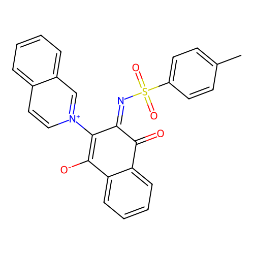 2-Isoquinolin-2-ium-2-yl-3-(4-methylphenyl)sulfonylimino-4-oxonaphthalen-1-olate structure