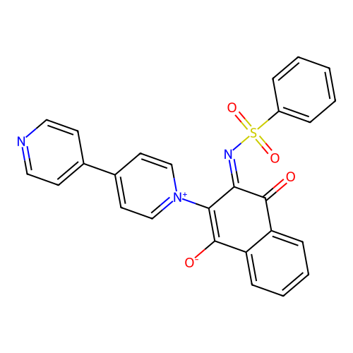 3-(benzenesulfonylimino)-4-oxo-2-(4-pyridin-4-ylpyridin-1-ium-1-yl)naphthalen-1-olate structure
