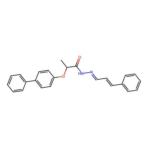 2-((1,1'-Biphenyl)-4-yloxy)-N'-(3-phenyl-2-propenylidene)propanohydrazide structure