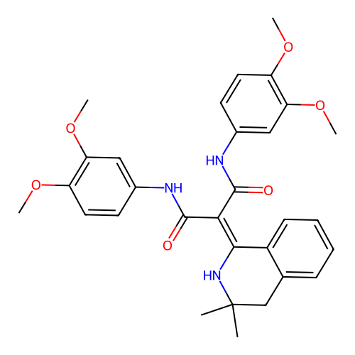 N,N'-bis(3,4-dimethoxyphenyl)-2-(3,3-dimethyl-2,4-dihydroisoquinolin-1-ylidene)propanediamide structure