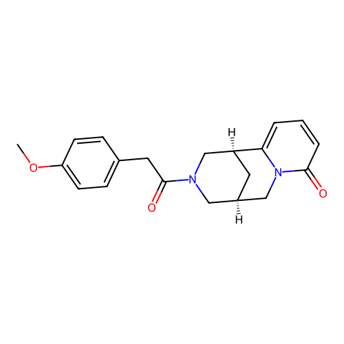 (1S,5R)-3-[(4-methoxyphenyl)acetyl]-1,2,3,4,5,6-hexahydro-8H-1,5-methanopyrido[1,2-a][1,5]diazocin-8-one structure
