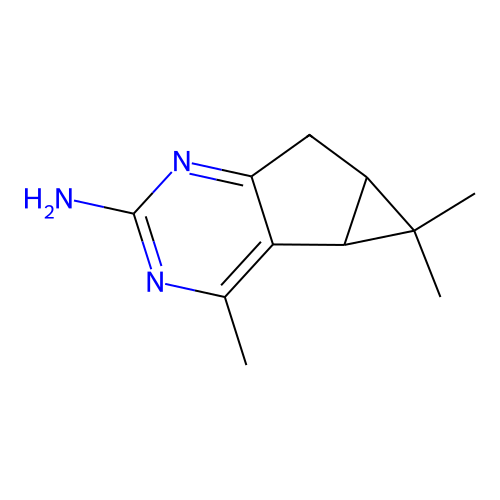 4,5,5-trimethyl-4b,5,5a,6-tetrahydrocyclopropa[3,4]cyclopenta[1,2-d]pyrimidin-2-amine structure