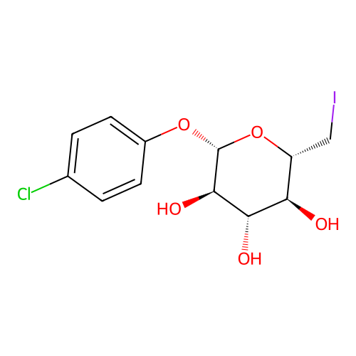 4-chlorophenyl 6-deoxy-6-iodo-beta-D-glucopyranoside structure