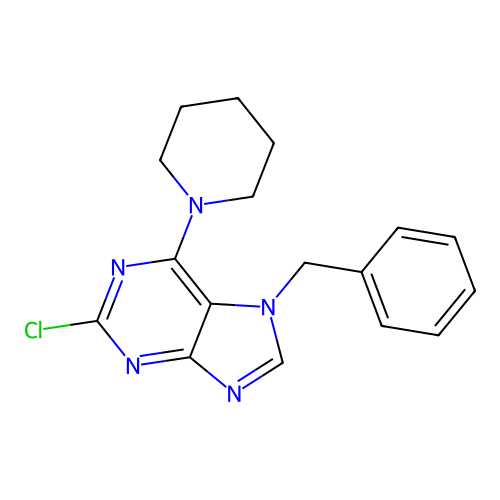 7-benzyl-2-chloro-6-(piperidin-1-yl)-7H-purine structure