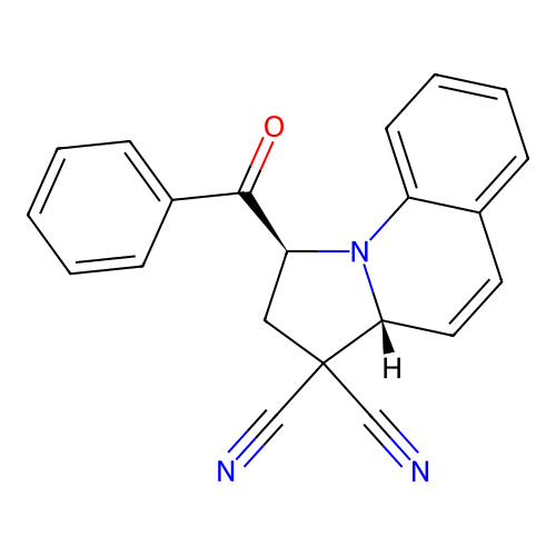 (1S,3aR)-1-(phenylcarbonyl)-1,2-dihydropyrrolo[1,2-a]quinoline-3,3(3aH)-dicarbonitrile structure