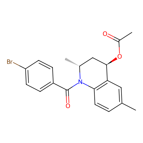 (2R,4R)-1-(4-bromobenzoyl)-2,6-dimethyl-1,2,3,4-tetrahydroquinolin-4-yl acetate structure