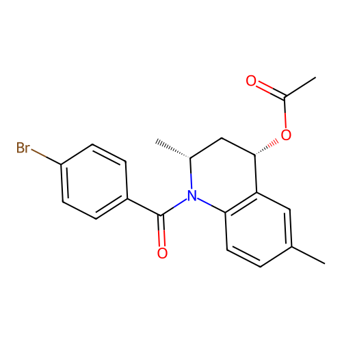 (2R,4S)-1-(4-bromobenzoyl)-2,6-dimethyl-1,2,3,4-tetrahydroquinolin-4-yl acetate structure