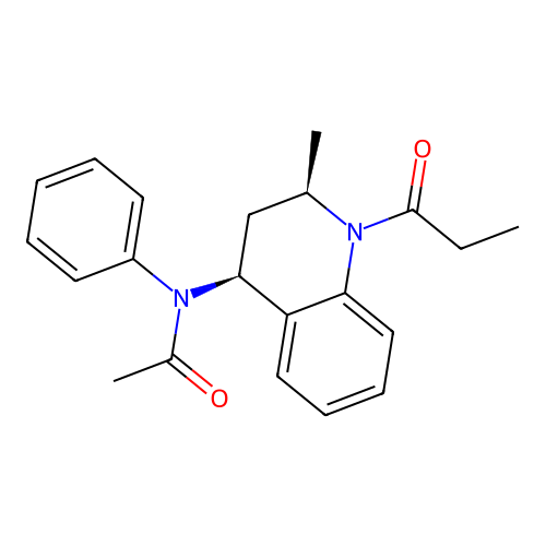N-[(2R,4S)-2-methyl-1-(1-oxopropyl)-3,4-dihydro-2H-quinolin-4-yl]-N-phenylacetamide structure