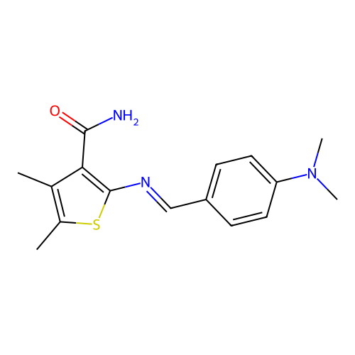 2-{[4-(Dimethylamino)benzylidene]amino}-4,5-dimethyl-3-thiophenecarboxamide structure
