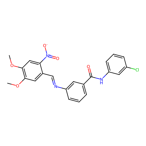 N-(3-chlorophenyl)-3-[(4,5-dimethoxy-2-nitrobenzylidene)amino]benzamide structure