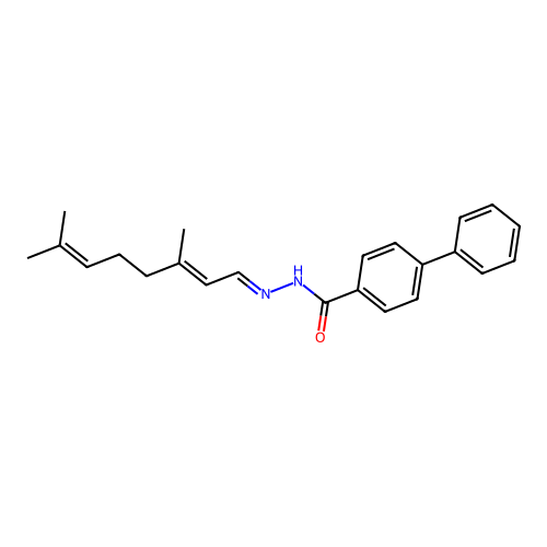 N'-[(1E,2E)-3,7-dimethylocta-2,6-dien-1-ylidene]biphenyl-4-carbohydrazide structure