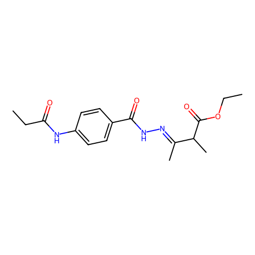 ethyl 2-methyl-3-{[4-(propanylamino)benzoyl]hydrazono}butanoate structure