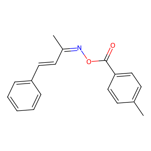 4-phenyl-3-buten-2-one O-(4-methylbenzoyl)oxime structure