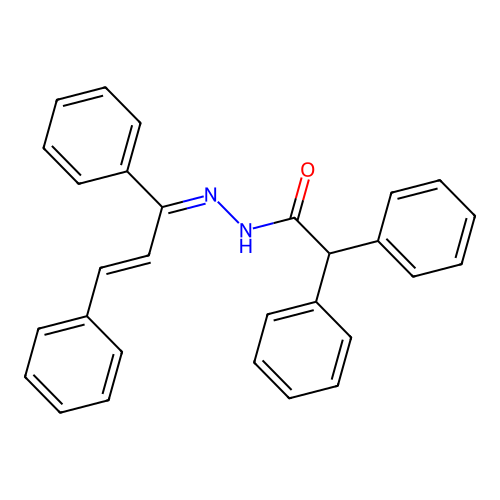 N-[(E)-[(E)-1,3-diphenylprop-2-enylidene]amino]-2,2-diphenylacetamide structure