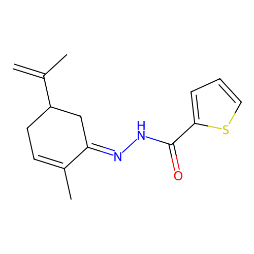 N'-(5-isopropenyl-2-methyl-2-cyclohexen-1-ylidene)-2-thiophenecarbohydrazide structure