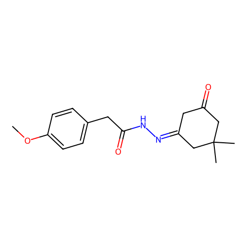 N-[(Z)-(3,3-dimethyl-5-oxocyclohexylidene)amino]-2-(4-methoxyphenyl)acetamide structure