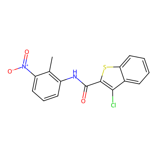 3-chloro-N-(2-methyl-3-nitrophenyl)-1-benzothiophene-2-carboxamide structure