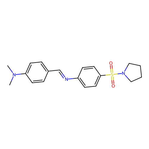 N-[4-(dimethylamino)benzylidene]-4-(1-pyrrolidinylsulfonyl)aniline structure