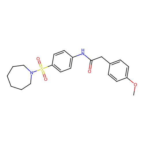 N-[4-(1-azepanylsulfonyl)phenyl]-2-(4-methoxyphenyl)acetamide structure