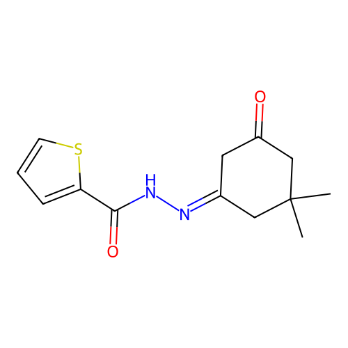 N'-(3,3-dimethyl-5-oxocyclohexylidene)-2-thiophenecarbohydrazide structure