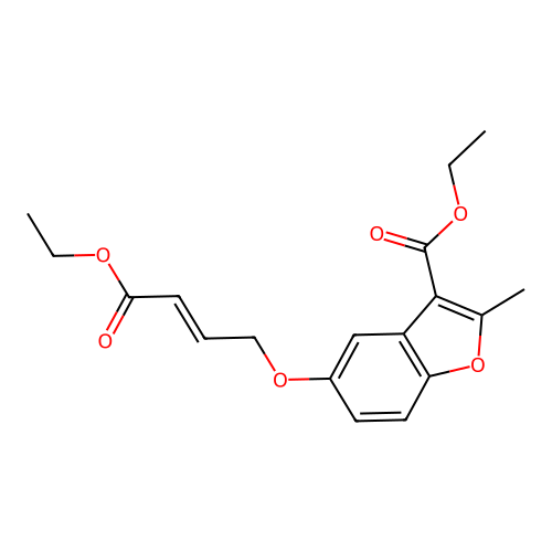 Ethyl 5-((4-ethoxy-4-oxo-2-butenyl)oxy)-2-methyl-1-benzofuran-3-carboxylate structure