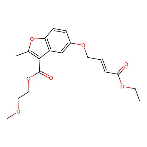 2-methoxyethyl 5-{[(2E)-4-ethoxy-4-oxobut-2-en-1-yl]oxy}-2-methyl-1-benzofuran-3-carboxylate structure