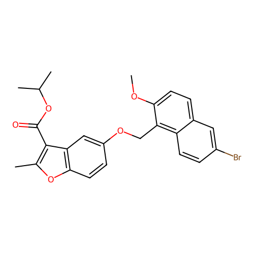 propan-2-yl 5-[(6-bromo-2-methoxynaphthalen-1-yl)methoxy]-2-methyl-1-benzofuran-3-carboxylate structure