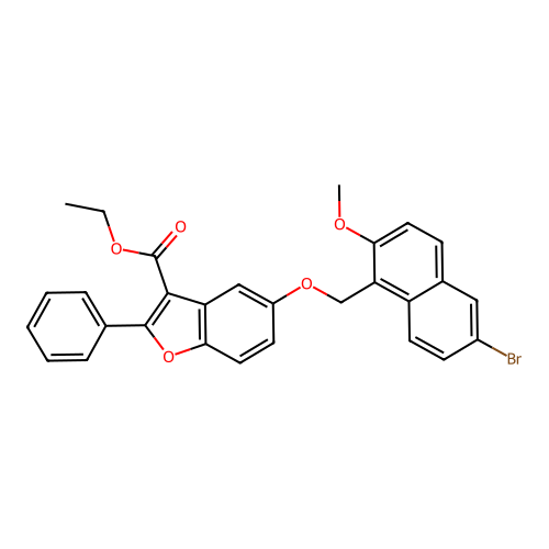 ethyl 5-[(6-bromo-2-methoxynaphthalen-1-yl)methoxy]-2-phenyl-1-benzofuran-3-carboxylate structure