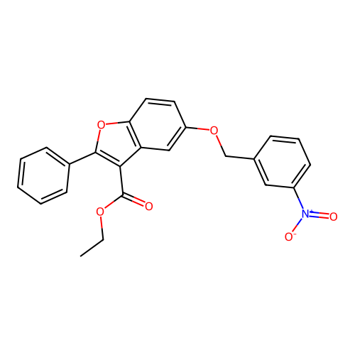 Ethyl 5-[(3-nitrophenyl)methoxy]-2-phenyl-1-benzofuran-3-carboxylate structure