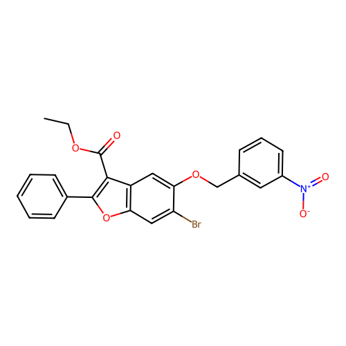 Ethyl 6-bromo-5-[(3-nitrobenzyl)oxy]-2-phenyl-1-benzofuran-3-carboxylate structure