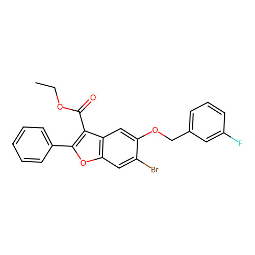 Ethyl 6-bromo-5-[(3-fluorophenyl)methoxy]-2-phenyl-1-benzofuran-3-carboxylate structure