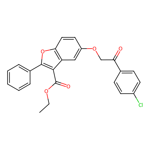 Ethyl 5-[2-(4-chlorophenyl)-2-oxoethoxy]-2-phenyl-1-benzofuran-3-carboxylate structure