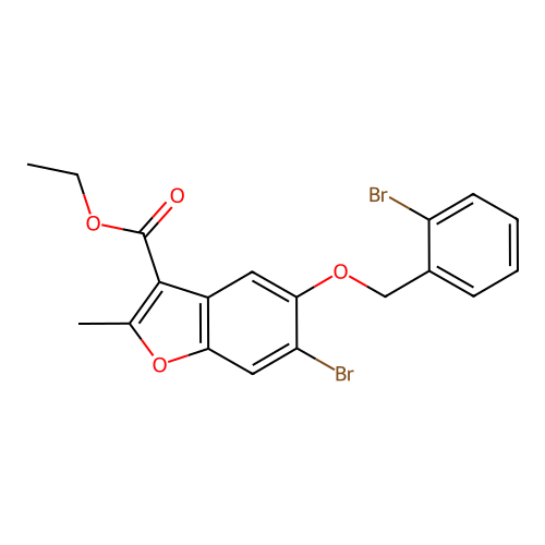 Ethyl 6-bromo-5-[(2-bromobenzyl)oxy]-2-methyl-1-benzofuran-3-carboxylate structure