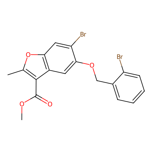 Methyl 6-bromo-5-[(2-bromobenzyl)oxy]-2-methyl-1-benzofuran-3-carboxylate structure
