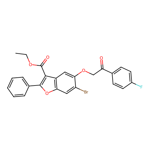 ethyl 6-bromo-5-[2-(4-fluorophenyl)-2-oxoethoxy]-2-phenyl-1-benzofuran-3-carboxylate structure