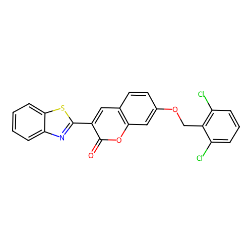 3-Benzothiazol-2-yl-7-[(2,6-dichlorophenyl)methoxy]chromen-2-one structure