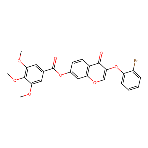 3-(2-bromophenoxy)-4-oxo-4H-chromen-7-yl 3,4,5-trimethoxybenzoate structure