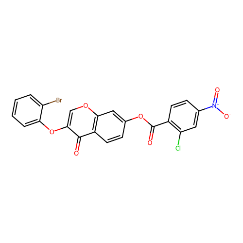 3-(2-bromophenoxy)-4-oxo-4H-chromen-7-yl 2-chloro-4-nitrobenzoate structure