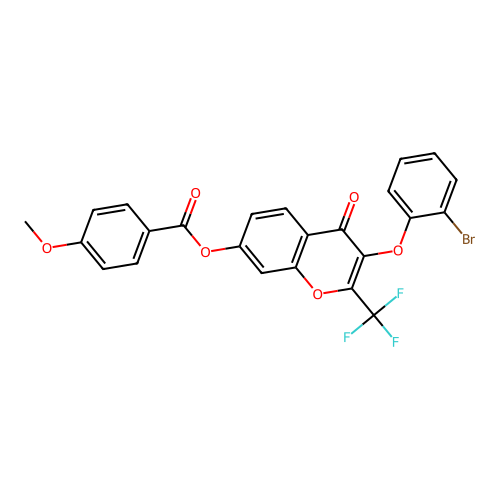 3-(2-bromophenoxy)-4-oxo-2-(trifluoromethyl)-4H-chromen-7-yl 4-methoxybenzoate structure