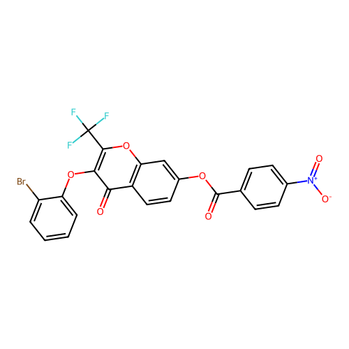 3-(2-bromophenoxy)-4-oxo-2-(trifluoromethyl)-4H-chromen-7-yl 4-nitrobenzoate structure