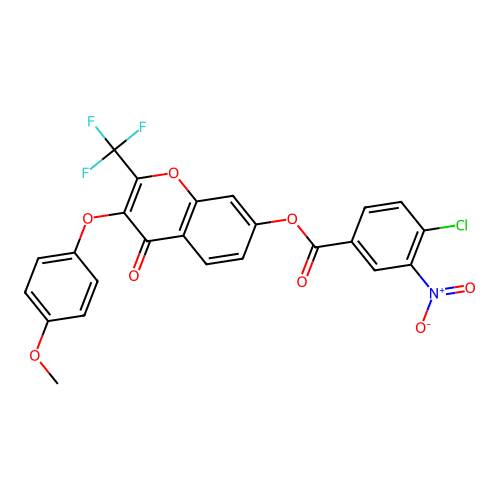 3-(4-methoxyphenoxy)-4-oxo-2-(trifluoromethyl)-4H-chromen-7-yl 4-chloro-3-nitrobenzoate structure
