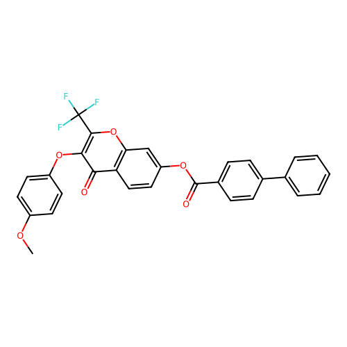 3-(4-Methoxyphenoxy)-4-oxo-2-(trifluoromethyl)chromen-7-yl 4-phenylbenzoate structure