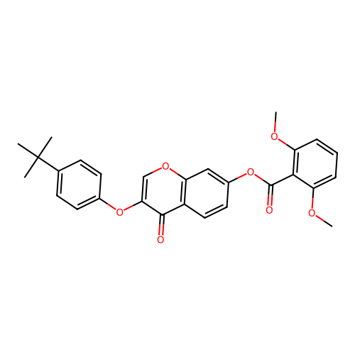 3-[4-(Tert-butyl)phenoxy]-4-oxochromen-7-yl 2,6-dimethoxybenzoate structure